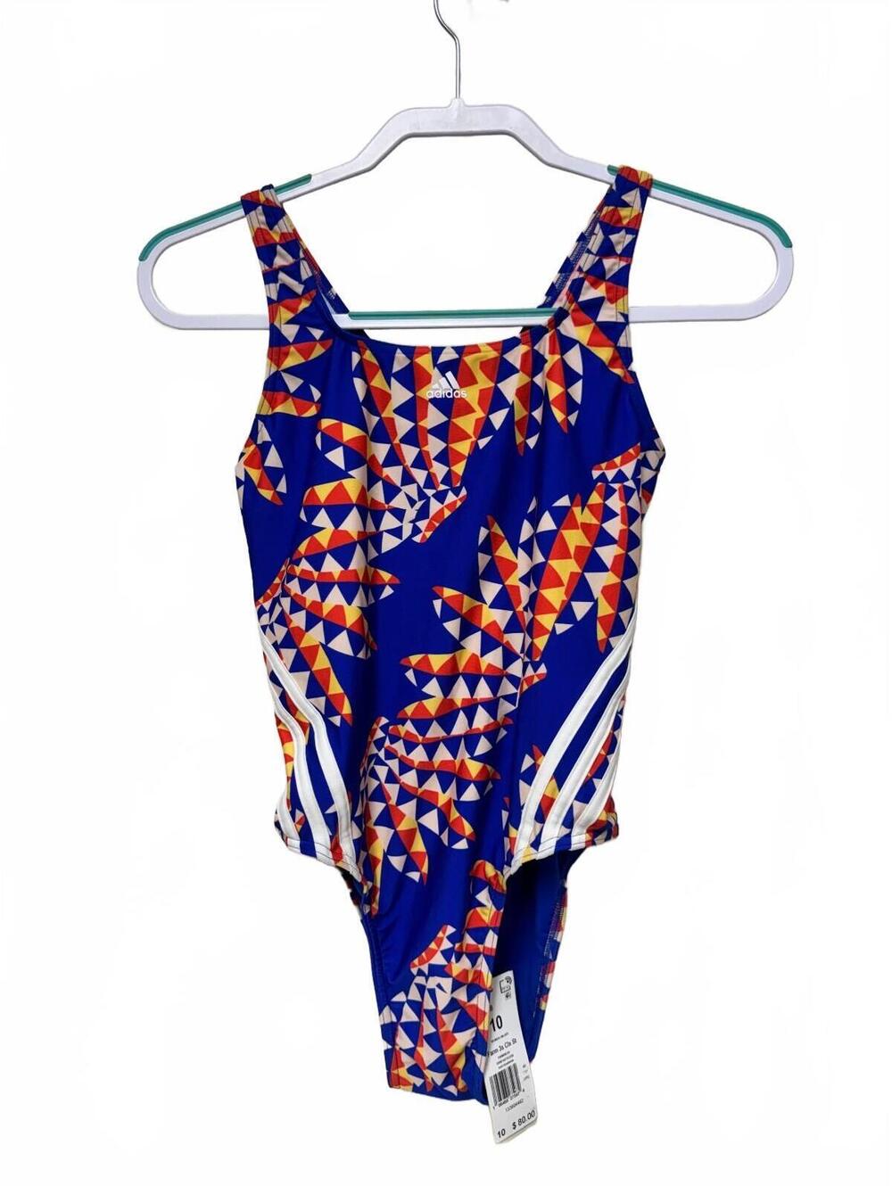 adidas x FARM Rio 3-Stripes CLX One-Piece Swimsuit Blue Women's 10